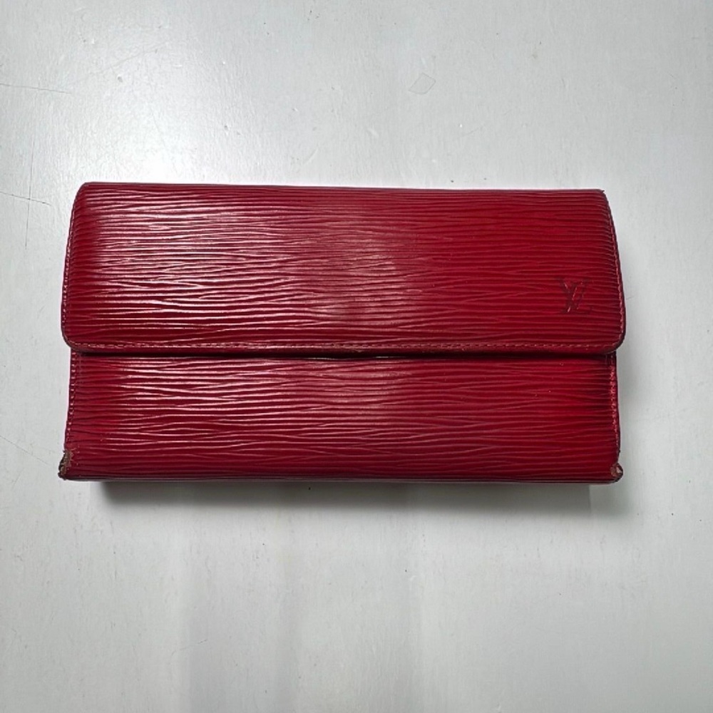 Louis Vuitton Red Epi Porte Tresor International Wallet w/COA